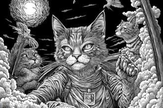 draw simple black and white illustration