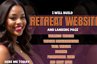 retreat website yoga wellness website retreat vacation booking landing page