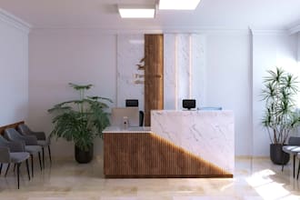 refurbish office interior, home office design, clinic reception, lobby animation