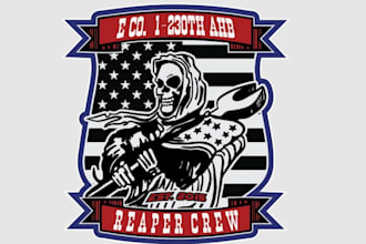 craft custom vintage, military logo and badge patch design
