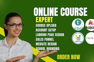 setup teachable online course on teachable, thinkific  kajabi, gohighlevel podia