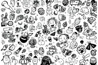 create vector doodle line art illustration in my style