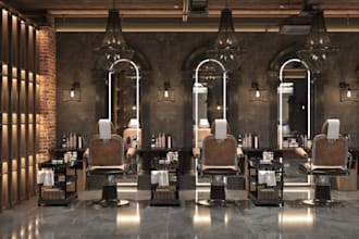 luxury 3d barber shop design ,nail salon , pedicure salon,cosmetic render