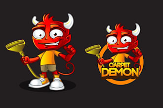 design a fun carpet cleaning carpet demon character logo