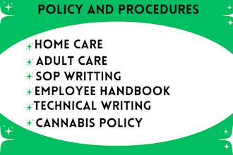 write business policy and procedure manual, cannabis policy, employee handbook