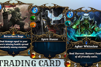 create custom card game art playing card board game trading card game design