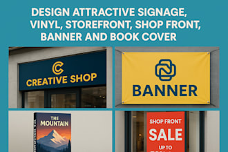 design attractive signage, vinyl, storefront, shop front, banner and book cover