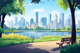 draw a flat vector landscape illustration