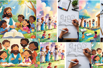 do christian children story book illustration bible illustration, picture book