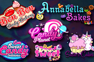do ice cream candy sweets restaurant pizza bbq food and bakery logo design
