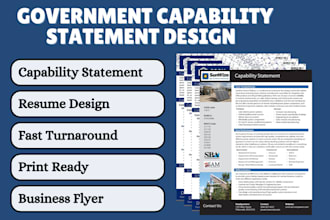 design professional capability statement, resume design for government contract