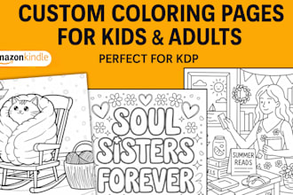 design custom coloring pages for amazon KDP coloring book for adults or kids