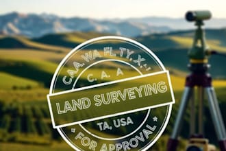 ca, wa, fl, ny, tx, al, US stamp land surveying report plans stamp for approval