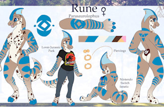 design a cute or cool furry reference sheet for your fursona or oc