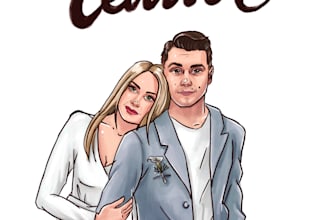 draw cute family portrait in cartoon style