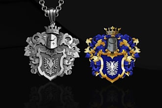 draw custom and original coat of arms, heraldic family crest or vintage logo