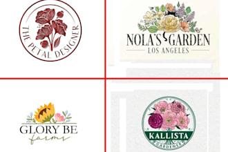 do unique boho, botanical, whimsical, and floral logo design