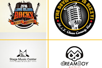 make modern music, band, dj, studio record, radio, and tv logo within 24 hours