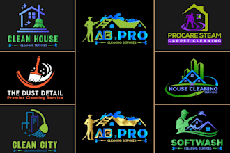 do a creative cleaning, pressure washing power washing logo for your business