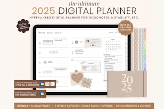 do digital custom print ready file hyperlink planner calendar journal tracker