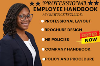 design company employee handbook, HR policies, annual report, brochure proposal