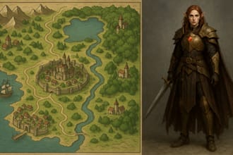 design fantasy, cyberpunk or dnd game characters, battle maps and assets