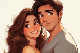 do cute your portrait in a disney style cartoon illustration