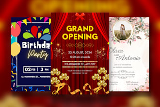 design elegant invitations for your party ,wedding, birthday and graduation