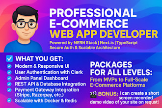 develop full stack ecommerce app with dashboard