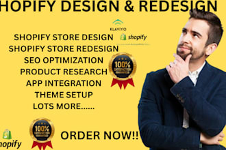 design redesign shopify store theme setup shopify promotion seo product listings