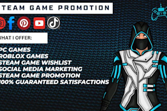 do steam game promotion, roblox game, pc game promotion to get players, wishlist