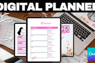 custom digital planner template, calendar, journal for esty and good notes