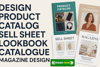 design product catalog, sell sheet, lookbook, catalogue, magazine design