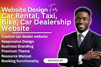 design car rental website, car dealership taxi bike booking website
