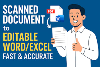 retype and convert your scanned documents, images, or notes into word or excel