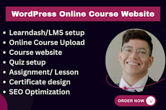 build wordpress learndash lms online course upload website certificate design