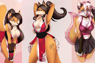 draw stunning nsfw furry art, anime, furry, vrchart avatars and fursona oc