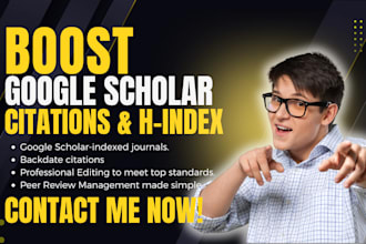 boost google scholar article citation, h index, for research journal publication