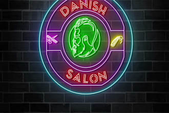 design business custom neon logo, neon text and neon sign