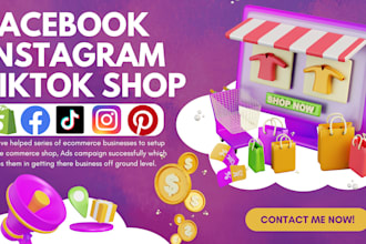 setup facebook shop instagram shop tiktok shop fb ads campaign shopify marketing