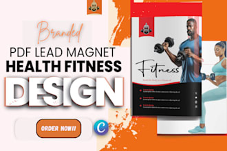 design health fitness ebook canva pdf lead magnet, workout plan trainer guide
