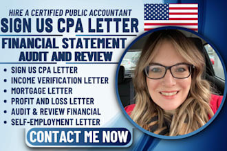 do US financial statement, CPA notary letter, profit loss, CPA financial audit