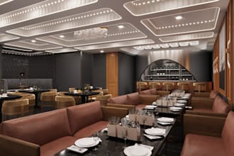 modern restaurant design, 8k interior render, coffe shop, cafe, 3d bar rendering