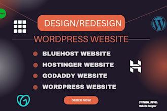 design wordpress website, hostinger website, bluehost website, squarespace