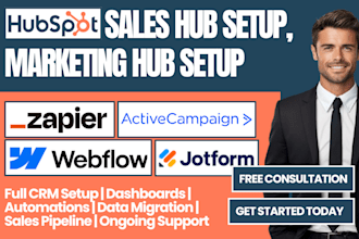 hubspot sales hub marketing hub specialist zapier activecampaign webflow jotform