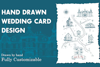 create customized hand drawn wedding card design