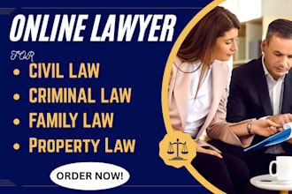 be your online lawyer for civil, criminal, family, and property law matters