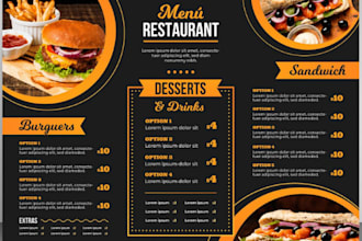 design printable menu digital menu TV menu board restaurant food menu in PSD PPT