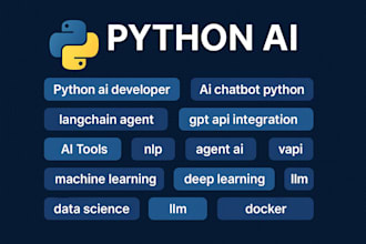 develop python ai for bots, integration, langchain, machine learning, nlp, llms