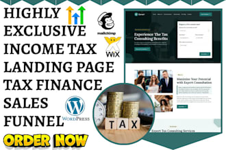 design income tax landing page accounting tax finance website tax sales funnel